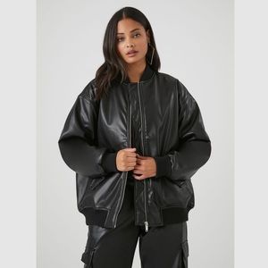 Oversized Leather Bomber Jacket